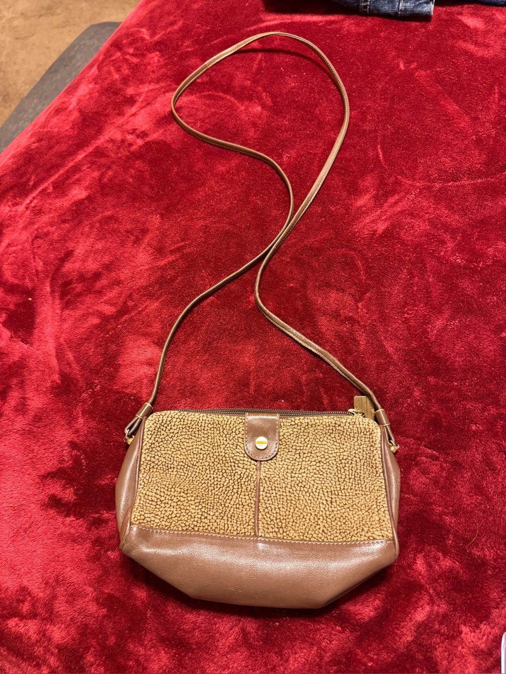 Borbonese Brown Faux-Shearling Crossbody Bag with Adjustable Strap